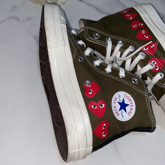 CONVERSE X COMME DES GARCONS PLAY CTAS 70 High Multi Heart  162973C Size Wo’s 5 - Picture 7 of 17